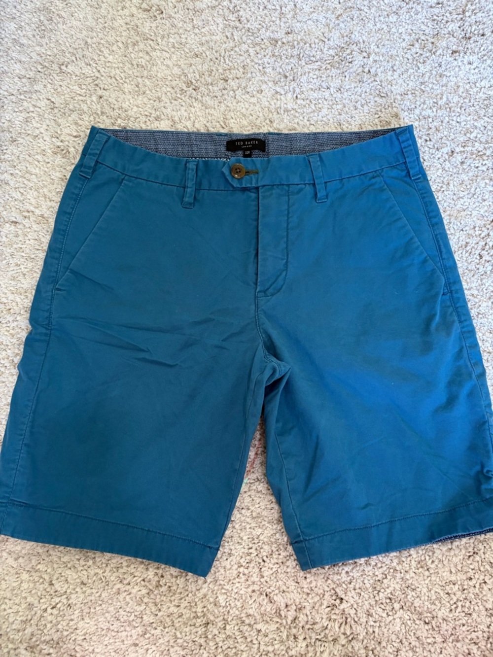 Ted Baker Teal Flat Front Chino Shorts